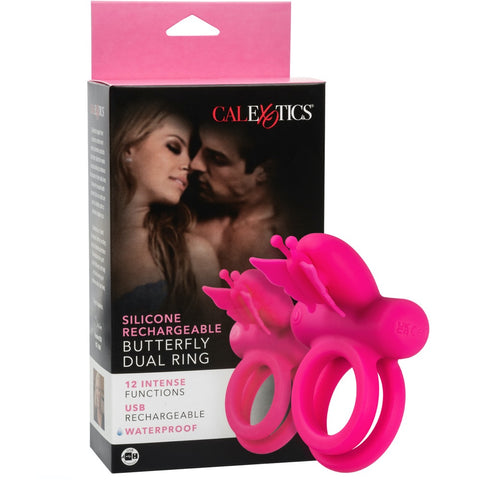 CalExotics Couple's Enhancers Silicone Rechargeable Dual Butterfly Ring - Extreme Toyz Singapore - https://extremetoyz.com.sg - Sex Toys and Lingerie Online Store - Bondage Gear / Vibrators / Electrosex Toys / Wireless Remote Control Vibes / Sexy Lingerie and Role Play / BDSM / Dungeon Furnitures / Dildos and Strap Ons &nbsp;/ Anal and Prostate Massagers / Anal Douche and Cleaning Aide / Delay Sprays and Gels / Lubricants and more...