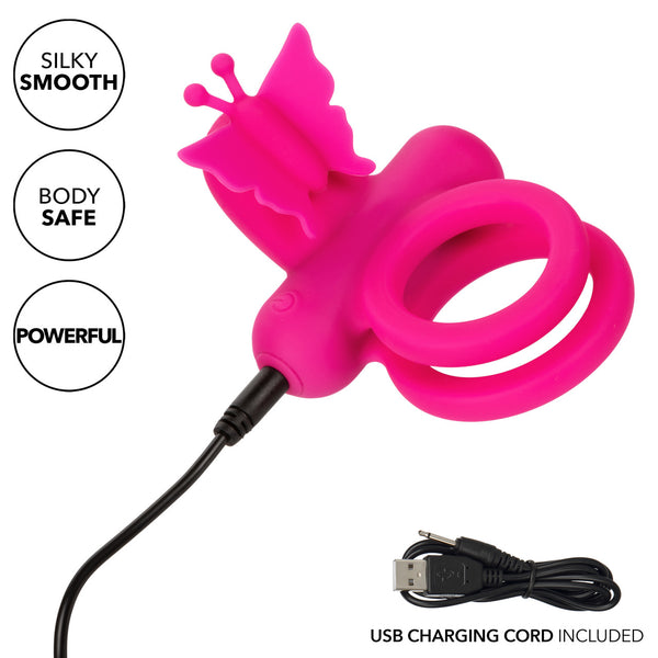 CalExotics Couple's Enhancers Silicone Rechargeable Dual Butterfly Ring - Extreme Toyz Singapore - https://extremetoyz.com.sg - Sex Toys and Lingerie Online Store - Bondage Gear / Vibrators / Electrosex Toys / Wireless Remote Control Vibes / Sexy Lingerie and Role Play / BDSM / Dungeon Furnitures / Dildos and Strap Ons &nbsp;/ Anal and Prostate Massagers / Anal Douche and Cleaning Aide / Delay Sprays and Gels / Lubricants and more...