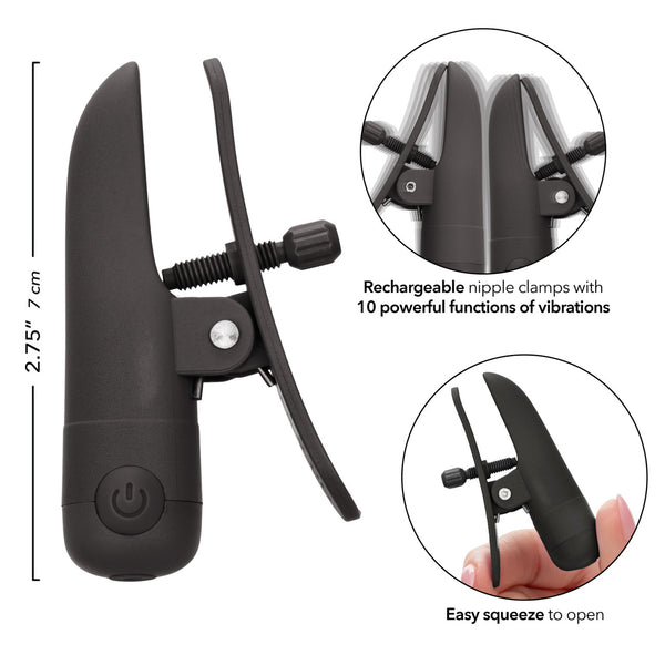 Nipple Play Nipplettes Rechargeable Nipple Clamps - Black