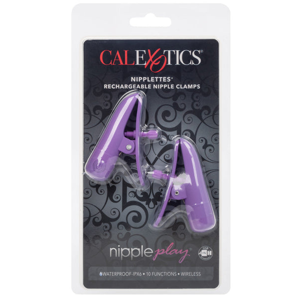 Nipple Play Nipplettes Rechargeable Nipple Clamps - Purple
