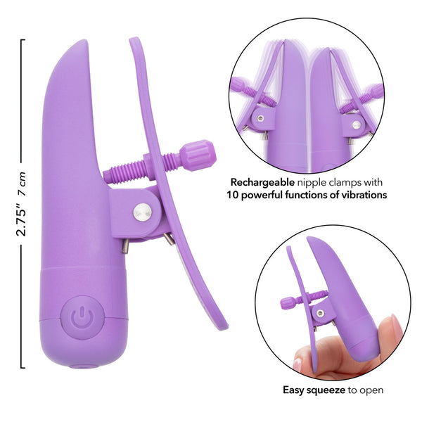 Nipple Play Nipplettes Rechargeable Nipple Clamps - Purple