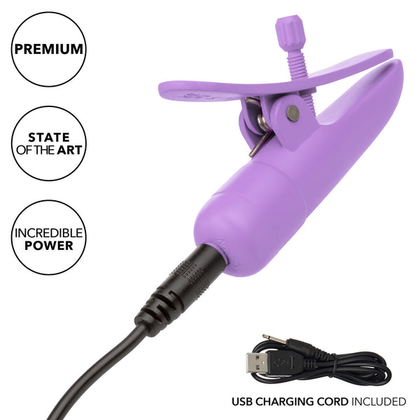 Nipple Play Nipplettes Rechargeable Nipple Clamps - Purple
