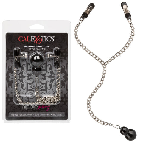 CalExotics Nipple Play Weighted Dual Tier Nipple Clamps - Extreme Toyz Singapore - https://extremetoyz.com.sg - Sex Toys and Lingerie Online Store - Bondage Gear / Vibrators / Electrosex Toys / Wireless Remote Control Vibes / Sexy Lingerie and Role Play / BDSM / Dungeon Furnitures / Dildos and Strap Ons &nbsp;/ Anal and Prostate Massagers / Anal Douche and Cleaning Aide / Delay Sprays and Gels / Lubricants and more...