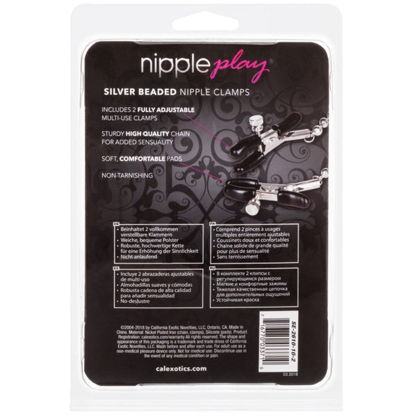 CalExotics Nipple Play Silver Beaded Nipple Clamps - Extreme Toyz Singapore - https://extremetoyz.com.sg - Sex Toys and Lingerie Online Store - Bondage Gear / Vibrators / Electrosex Toys / Wireless Remote Control Vibes / Sexy Lingerie and Role Play / BDSM / Dungeon Furnitures / Dildos and Strap Ons &nbsp;/ Anal and Prostate Massagers / Anal Douche and Cleaning Aide / Delay Sprays and Gels / Lubricants and more...