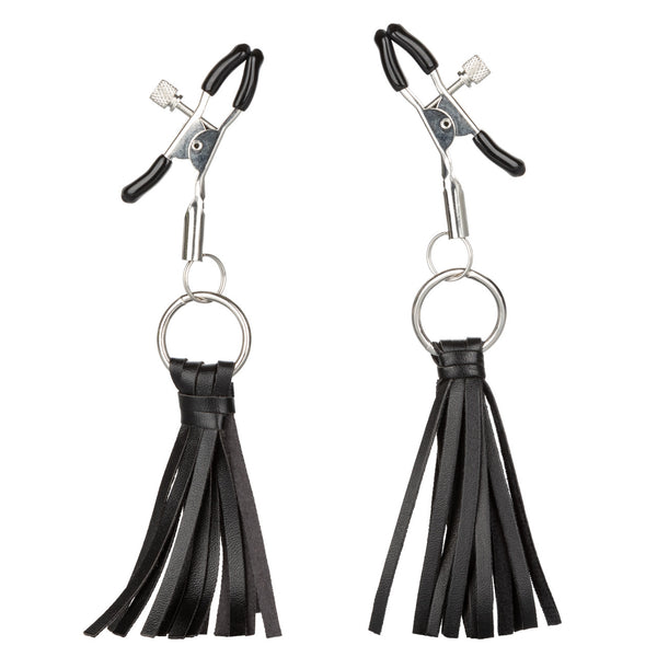 CalExotics Nipple Play Playful Tassels Nipple Clamps - Black - Extreme Toyz Singapore - https://extremetoyz.com.sg - Sex Toys and Lingerie Online Store - Bondage Gear / Vibrators / Electrosex Toys / Wireless Remote Control Vibes / Sexy Lingerie and Role Play / BDSM / Dungeon Furnitures / Dildos and Strap Ons &nbsp;/ Anal and Prostate Massagers / Anal Douche and Cleaning Aide / Delay Sprays and Gels / Lubricants and more...