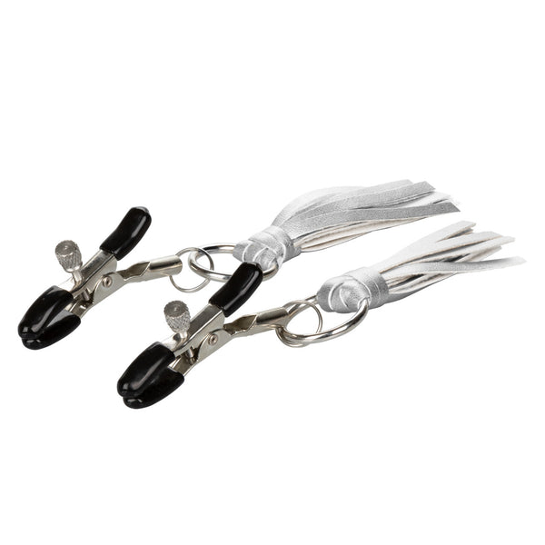 CalExotics Nipple Play Playful Tassels Nipple Clamps - Silver - Extreme Toyz Singapore - https://extremetoyz.com.sg - Sex Toys and Lingerie Online Store - Bondage Gear / Vibrators / Electrosex Toys / Wireless Remote Control Vibes / Sexy Lingerie and Role Play / BDSM / Dungeon Furnitures / Dildos and Strap Ons &nbsp;/ Anal and Prostate Massagers / Anal Douche and Cleaning Aide / Delay Sprays and Gels / Lubricants and more...