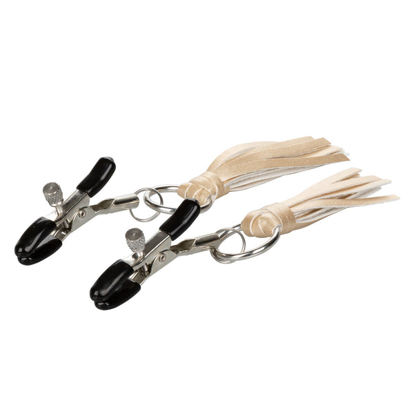 CalExotics Nipple Play Playful Tassels Nipple Clamps - Gold - Extreme Toyz Singapore - https://extremetoyz.com.sg - Sex Toys and Lingerie Online Store - Bondage Gear / Vibrators / Electrosex Toys / Wireless Remote Control Vibes / Sexy Lingerie and Role Play / BDSM / Dungeon Furnitures / Dildos and Strap Ons &nbsp;/ Anal and Prostate Massagers / Anal Douche and Cleaning Aide / Delay Sprays and Gels / Lubricants and more...