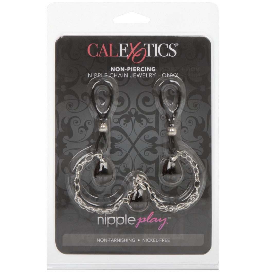 CalExotics Nipple Play Non-Piercing Nipple Chain Jewelry - Onyx - Extreme Toyz Singapore - https://extremetoyz.com.sg - Sex Toys and Lingerie Online Store - Bondage Gear / Vibrators / Electrosex Toys / Wireless Remote Control Vibes / Sexy Lingerie and Role Play / BDSM / Dungeon Furnitures / Dildos and Strap Ons &nbsp;/ Anal and Prostate Massagers / Anal Douche and Cleaning Aide / Delay Sprays and Gels / Lubricants and more...