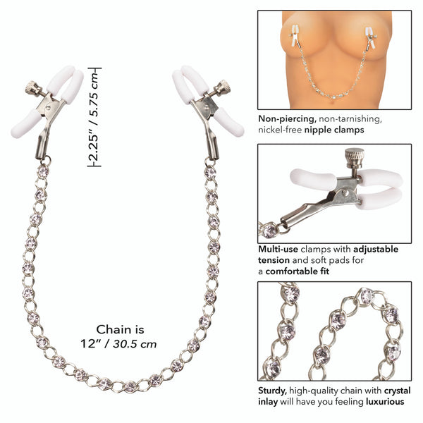 CalExotics Nipple Play Crystal Chain Nipple Clamps - Extreme Toyz Singapore - https://extremetoyz.com.sg - Sex Toys and Lingerie Online Store - Bondage Gear / Vibrators / Electrosex Toys / Wireless Remote Control Vibes / Sexy Lingerie and Role Play / BDSM / Dungeon Furnitures / Dildos and Strap Ons &nbsp;/ Anal and Prostate Massagers / Anal Douche and Cleaning Aide / Delay Sprays and Gels / Lubricants and more...