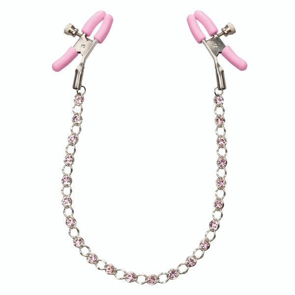 CalExotics Nipple Play Crystal Chain Nipple Clamps - Pink - Extreme Toyz Singapore - https://extremetoyz.com.sg - Sex Toys and Lingerie Online Store - Bondage Gear / Vibrators / Electrosex Toys / Wireless Remote Control Vibes / Sexy Lingerie and Role Play / BDSM / Dungeon Furnitures / Dildos and Strap Ons &nbsp;/ Anal and Prostate Massagers / Anal Douche and Cleaning Aide / Delay Sprays and Gels / Lubricants and more...