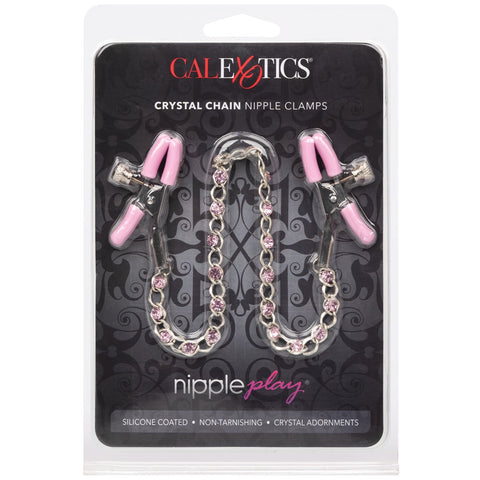 CalExotics Nipple Play Crystal Chain Nipple Clamps - Pink - Extreme Toyz Singapore - https://extremetoyz.com.sg - Sex Toys and Lingerie Online Store - Bondage Gear / Vibrators / Electrosex Toys / Wireless Remote Control Vibes / Sexy Lingerie and Role Play / BDSM / Dungeon Furnitures / Dildos and Strap Ons &nbsp;/ Anal and Prostate Massagers / Anal Douche and Cleaning Aide / Delay Sprays and Gels / Lubricants and more...