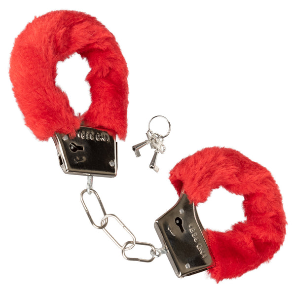 CalExotics Playful Furry Cuffs - Red - Extreme Toyz Singapore - https://extremetoyz.com.sg - Sex Toys and Lingerie Online Store - Bondage Gear / Vibrators / Electrosex Toys / Wireless Remote Control Vibes / Sexy Lingerie and Role Play / BDSM / Dungeon Furnitures / Dildos and Strap Ons &nbsp;/ Anal and Prostate Massagers / Anal Douche and Cleaning Aide / Delay Sprays and Gels / Lubricants and more...