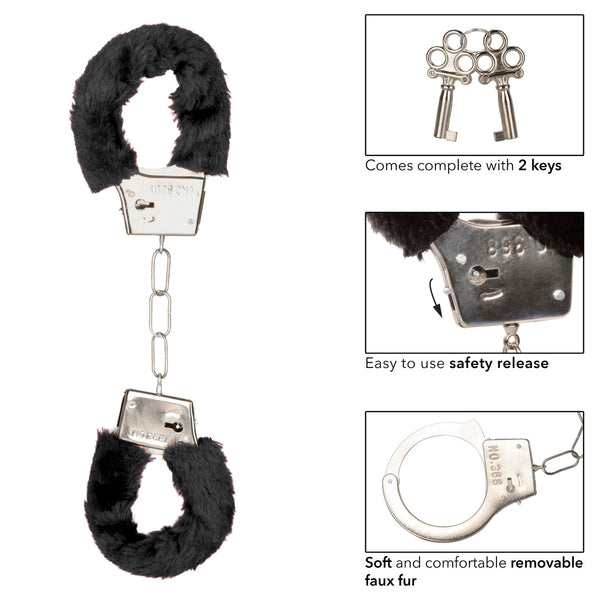 CalExotics Playful Furry Cuffs - Black - Extreme Toyz Singapore - https://extremetoyz.com.sg - Sex Toys and Lingerie Online Store - Bondage Gear / Vibrators / Electrosex Toys / Wireless Remote Control Vibes / Sexy Lingerie and Role Play / BDSM / Dungeon Furnitures / Dildos and Strap Ons &nbsp;/ Anal and Prostate Massagers / Anal Douche and Cleaning Aide / Delay Sprays and Gels / Lubricants and more...