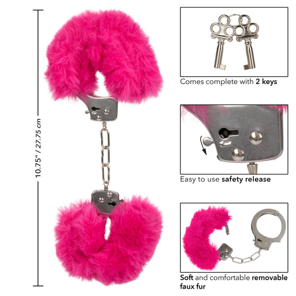 CalExotics Playful Cuffs Ultra Fluffy Furry Cuffs - Pink - Extreme Toyz Singapore - https://extremetoyz.com.sg - Sex Toys and Lingerie Online Store - Bondage Gear / Vibrators / Electrosex Toys / Wireless Remote Control Vibes / Sexy Lingerie and Role Play / BDSM / Dungeon Furnitures / Dildos and Strap Ons &nbsp;/ Anal and Prostate Massagers / Anal Douche and Cleaning Aide / Delay Sprays and Gels / Lubricants and more...