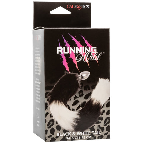 CalExotics Running Wild Black & White Tail Butt Plug - Extreme Toyz Singapore - https://extremetoyz.com.sg - Sex Toys and Lingerie Online Store - Bondage Gear / Vibrators / Electrosex Toys / Wireless Remote Control Vibes / Sexy Lingerie and Role Play / BDSM / Dungeon Furnitures / Dildos and Strap Ons &nbsp;/ Anal and Prostate Massagers / Anal Douche and Cleaning Aide / Delay Sprays and Gels / Lubricants and more...