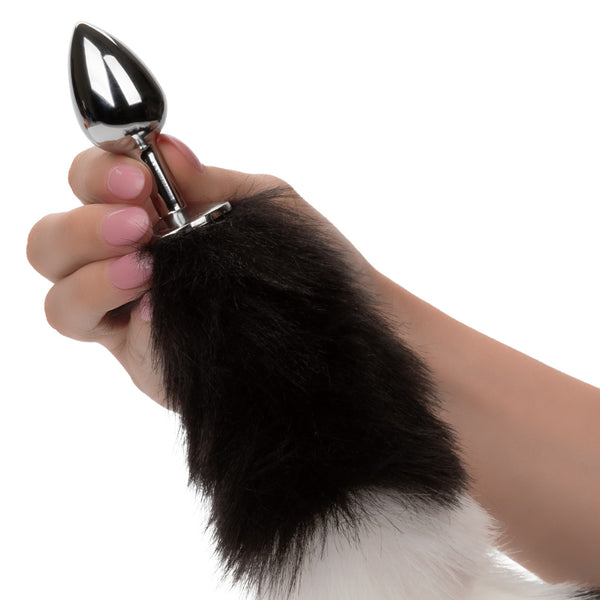 CalExotics Running Wild Black & White Tail Butt Plug - Extreme Toyz Singapore - https://extremetoyz.com.sg - Sex Toys and Lingerie Online Store - Bondage Gear / Vibrators / Electrosex Toys / Wireless Remote Control Vibes / Sexy Lingerie and Role Play / BDSM / Dungeon Furnitures / Dildos and Strap Ons &nbsp;/ Anal and Prostate Massagers / Anal Douche and Cleaning Aide / Delay Sprays and Gels / Lubricants and more...