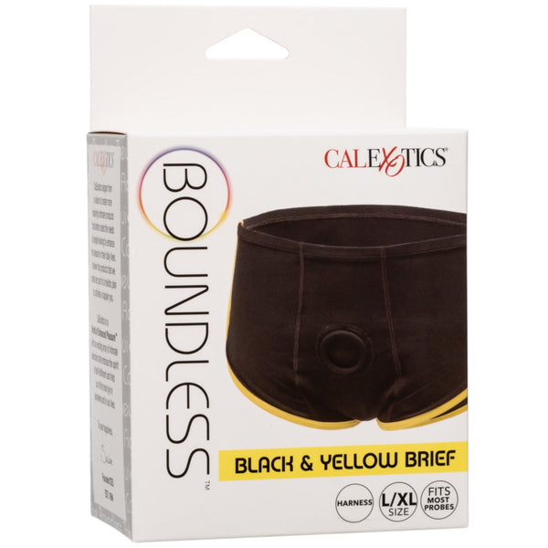 CalExotics Boundless Black & Yellow Brief (3 Sizes Available) - Extreme Toyz Singapore - https://extremetoyz.com.sg - Sex Toys and Lingerie Online Store - Bondage Gear / Vibrators / Electrosex Toys / Wireless Remote Control Vibes / Sexy Lingerie and Role Play / BDSM / Dungeon Furnitures / Dildos and Strap Ons &nbsp;/ Anal and Prostate Massagers / Anal Douche and Cleaning Aide / Delay Sprays and Gels / Lubricants and more...