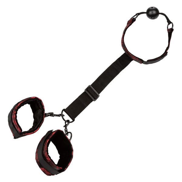 CalExotics Scandal Breathable Ball Gag With Cuffs - Extreme Toyz Singapore - https://extremetoyz.com.sg - Sex Toys and Lingerie Online Store - Bondage Gear / Vibrators / Electrosex Toys / Wireless Remote Control Vibes / Sexy Lingerie and Role Play / BDSM / Dungeon Furnitures / Dildos and Strap Ons &nbsp;/ Anal and Prostate Massagers / Anal Douche and Cleaning Aide / Delay Sprays and Gels / Lubricants and more...