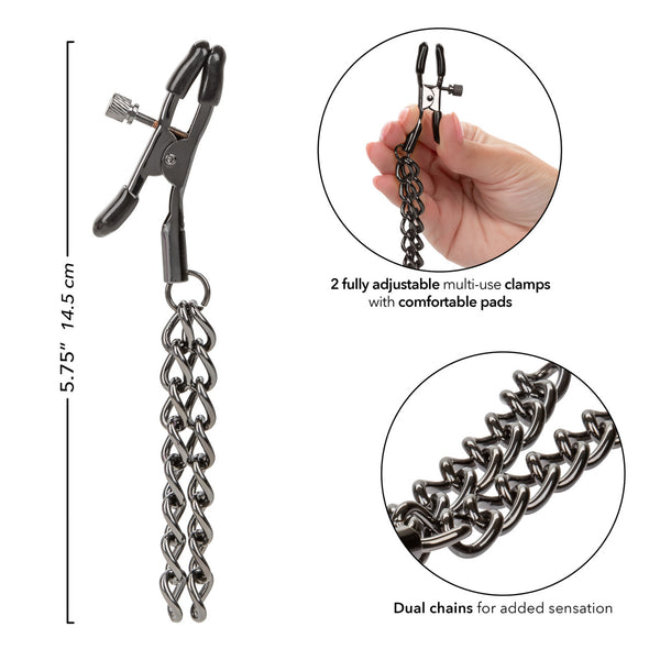 CalExotics Euphoria Collection Chain Nipple Clamps - Extreme Toyz Singapore - https://extremetoyz.com.sg - Sex Toys and Lingerie Online Store - Bondage Gear / Vibrators / Electrosex Toys / Wireless Remote Control Vibes / Sexy Lingerie and Role Play / BDSM / Dungeon Furnitures / Dildos and Strap Ons &nbsp;/ Anal and Prostate Massagers / Anal Douche and Cleaning Aide / Delay Sprays and Gels / Lubricants and more...