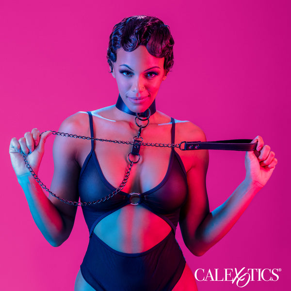 CalExotics Euphoria Collection Collar with Chain Leash - Extreme Toyz Singapore - https://extremetoyz.com.sg - Sex Toys and Lingerie Online Store - Bondage Gear / Vibrators / Electrosex Toys / Wireless Remote Control Vibes / Sexy Lingerie and Role Play / BDSM / Dungeon Furnitures / Dildos and Strap Ons &nbsp;/ Anal and Prostate Massagers / Anal Douche and Cleaning Aide / Delay Sprays and Gels / Lubricants and more...