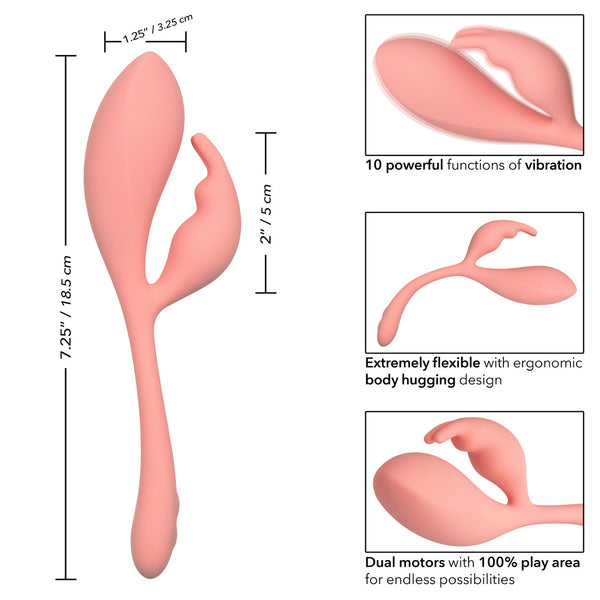 CalExotics Elle Liquid Silicone Bunny Rechargeable Vibrator - Extreme Toyz Singapore - https://extremetoyz.com.sg - Sex Toys and Lingerie Online Store - Bondage Gear / Vibrators / Electrosex Toys / Wireless Remote Control Vibes / Sexy Lingerie and Role Play / BDSM / Dungeon Furnitures / Dildos and Strap Ons &nbsp;/ Anal and Prostate Massagers / Anal Douche and Cleaning Aide / Delay Sprays and Gels / Lubricants and more...