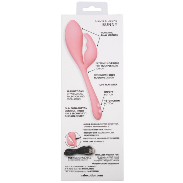 CalExotics Elle Liquid Silicone Bunny Rechargeable Vibrator - Extreme Toyz Singapore - https://extremetoyz.com.sg - Sex Toys and Lingerie Online Store - Bondage Gear / Vibrators / Electrosex Toys / Wireless Remote Control Vibes / Sexy Lingerie and Role Play / BDSM / Dungeon Furnitures / Dildos and Strap Ons &nbsp;/ Anal and Prostate Massagers / Anal Douche and Cleaning Aide / Delay Sprays and Gels / Lubricants and more...