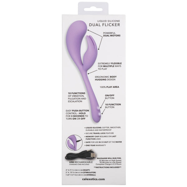 CalExotics Elle Liquid Silicone Dual Flicker Rechargeable Rabbit Vibrator - Extreme Toyz Singapore - https://extremetoyz.com.sg - Sex Toys and Lingerie Online Store - Bondage Gear / Vibrators / Electrosex Toys / Wireless Remote Control Vibes / Sexy Lingerie and Role Play / BDSM / Dungeon Furnitures / Dildos and Strap Ons &nbsp;/ Anal and Prostate Massagers / Anal Douche and Cleaning Aide / Delay Sprays and Gels / Lubricants and more...