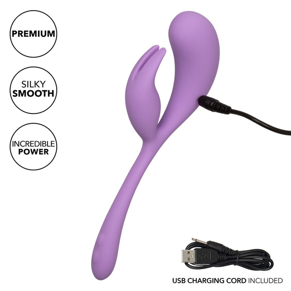 CalExotics Elle Liquid Silicone Dual Flicker Rechargeable Rabbit Vibrator - Extreme Toyz Singapore - https://extremetoyz.com.sg - Sex Toys and Lingerie Online Store - Bondage Gear / Vibrators / Electrosex Toys / Wireless Remote Control Vibes / Sexy Lingerie and Role Play / BDSM / Dungeon Furnitures / Dildos and Strap Ons &nbsp;/ Anal and Prostate Massagers / Anal Douche and Cleaning Aide / Delay Sprays and Gels / Lubricants and more...