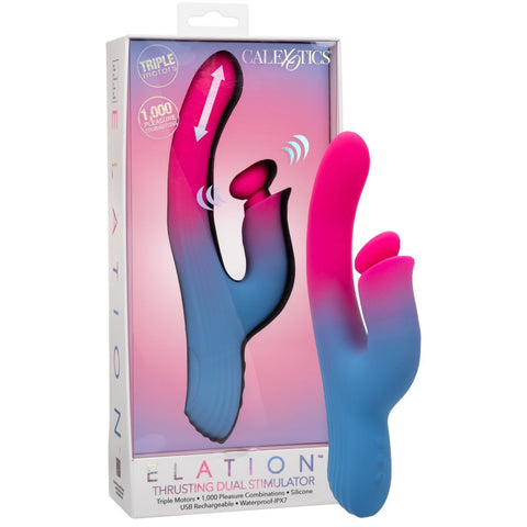 Elation Thrusting Dual Stimulator Rechargeable Silicone Vibrator
