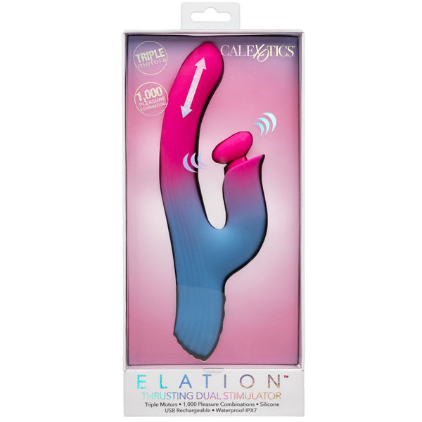 Elation Thrusting Dual Stimulator Rechargeable Silicone Vibrator