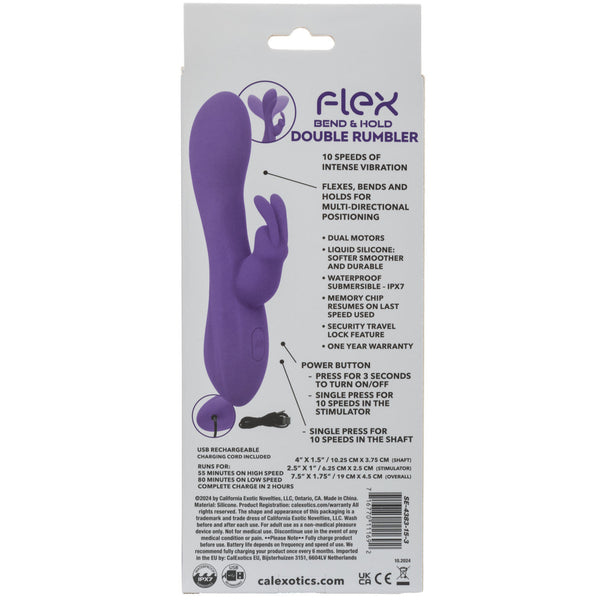 Flex Bend & Hold Double Rumbler Rechargeable Liquid Silicone Rabbit Vibrator