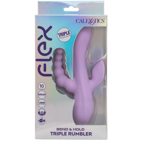 Flex Bend & Hold Triple Rumbler Rechargeable Liquid Silicone Rabbit Vibrator