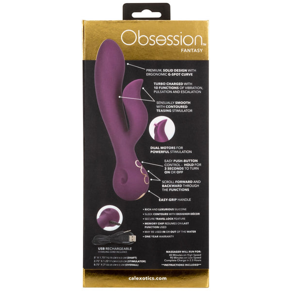CalExotics Obsession Fantasy Rechargeable Turbo-Charged Dual Vibrator - Extreme Toyz Singapore - https://extremetoyz.com.sg - Sex Toys and Lingerie Online Store - Bondage Gear / Vibrators / Electrosex Toys / Wireless Remote Control Vibes / Sexy Lingerie and Role Play / BDSM / Dungeon Furnitures / Dildos and Strap Ons &nbsp;/ Anal and Prostate Massagers / Anal Douche and Cleaning Aide / Delay Sprays and Gels / Lubricants and more...
