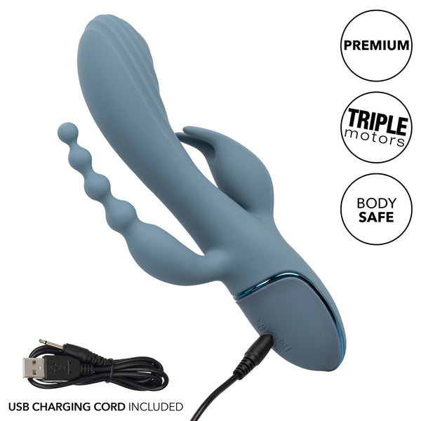 CalExotics III Triple Ecstasy Rechargeable Vibrator with Thumping Pulsation - Extreme Toyz Singapore - https://extremetoyz.com.sg - Sex Toys and Lingerie Online Store - Bondage Gear / Vibrators / Electrosex Toys / Wireless Remote Control Vibes / Sexy Lingerie and Role Play / BDSM / Dungeon Furnitures / Dildos and Strap Ons &nbsp;/ Anal and Prostate Massagers / Anal Douche and Cleaning Aide / Delay Sprays and Gels / Lubricants and more...