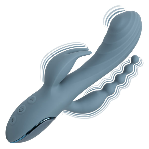 CalExotics III Triple Ecstasy Rechargeable Vibrator with Thumping Pulsation - Extreme Toyz Singapore - https://extremetoyz.com.sg - Sex Toys and Lingerie Online Store - Bondage Gear / Vibrators / Electrosex Toys / Wireless Remote Control Vibes / Sexy Lingerie and Role Play / BDSM / Dungeon Furnitures / Dildos and Strap Ons &nbsp;/ Anal and Prostate Massagers / Anal Douche and Cleaning Aide / Delay Sprays and Gels / Lubricants and more...