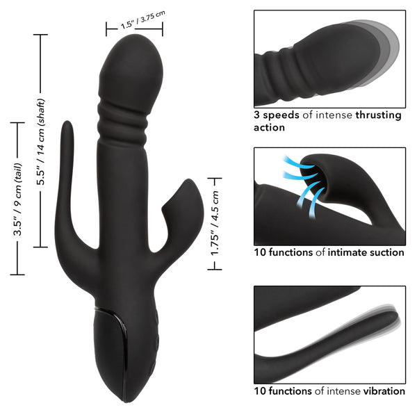 CalExotics III Triple Euphoria Rechargeable Thrusting Vibrator with Suction Clitoral Stimulator - Extreme Toyz Singapore - https://extremetoyz.com.sg - Sex Toys and Lingerie Online Store - Bondage Gear / Vibrators / Electrosex Toys / Wireless Remote Control Vibes / Sexy Lingerie and Role Play / BDSM / Dungeon Furnitures / Dildos and Strap Ons &nbsp;/ Anal and Prostate Massagers / Anal Douche and Cleaning Aide / Delay Sprays and Gels / Lubricants and more...