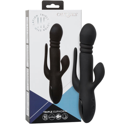 CalExotics III Triple Euphoria Rechargeable Thrusting Vibrator with Suction Clitoral Stimulator - Extreme Toyz Singapore - https://extremetoyz.com.sg - Sex Toys and Lingerie Online Store - Bondage Gear / Vibrators / Electrosex Toys / Wireless Remote Control Vibes / Sexy Lingerie and Role Play / BDSM / Dungeon Furnitures / Dildos and Strap Ons &nbsp;/ Anal and Prostate Massagers / Anal Douche and Cleaning Aide / Delay Sprays and Gels / Lubricants and more...