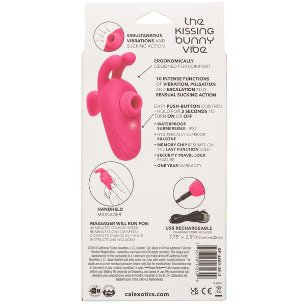 Neon Vibes The Kissing Bunny Vibe Rechargeable Clitoral Suction Massager