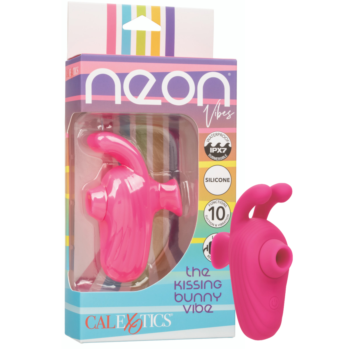Neon Vibes The Kissing Bunny Vibe Rechargeable Clitoral Suction Massager