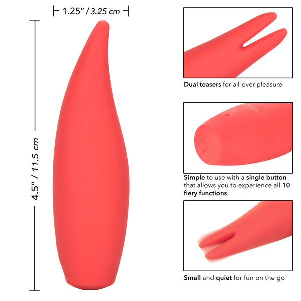 CalExotics Red Hot Flare Rechargeable 10 Functions Flickering Vibrator - Extreme Toyz Singapore - https://extremetoyz.com.sg - Sex Toys and Lingerie Online Store - Bondage Gear / Vibrators / Electrosex Toys / Wireless Remote Control Vibes / Sexy Lingerie and Role Play / BDSM / Dungeon Furnitures / Dildos and Strap Ons &nbsp;/ Anal and Prostate Massagers / Anal Douche and Cleaning Aide / Delay Sprays and Gels / Lubricants and more...