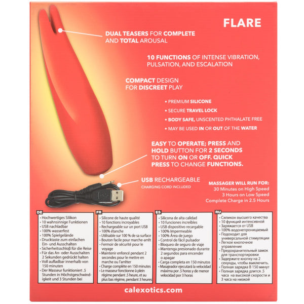 CalExotics Red Hot Flare Rechargeable 10 Functions Flickering Vibrator - Extreme Toyz Singapore - https://extremetoyz.com.sg - Sex Toys and Lingerie Online Store - Bondage Gear / Vibrators / Electrosex Toys / Wireless Remote Control Vibes / Sexy Lingerie and Role Play / BDSM / Dungeon Furnitures / Dildos and Strap Ons &nbsp;/ Anal and Prostate Massagers / Anal Douche and Cleaning Aide / Delay Sprays and Gels / Lubricants and more...