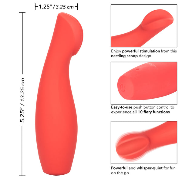 CalExotics Red Hot Ignite Rechargeable 10 Functions Nestling Scoop Vibrator - Extreme Toyz Singapore - https://extremetoyz.com.sg - Sex Toys and Lingerie Online Store - Bondage Gear / Vibrators / Electrosex Toys / Wireless Remote Control Vibes / Sexy Lingerie and Role Play / BDSM / Dungeon Furnitures / Dildos and Strap Ons &nbsp;/ Anal and Prostate Massagers / Anal Douche and Cleaning Aide / Delay Sprays and Gels / Lubricants and more...