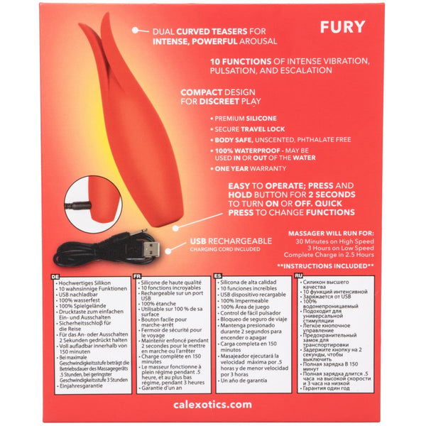 CalExotics Red Hot Fury Rechargeable 10 Functions Flickering Vibrator - Extreme Toyz Singapore - https://extremetoyz.com.sg - Sex Toys and Lingerie Online Store - Bondage Gear / Vibrators / Electrosex Toys / Wireless Remote Control Vibes / Sexy Lingerie and Role Play / BDSM / Dungeon Furnitures / Dildos and Strap Ons &nbsp;/ Anal and Prostate Massagers / Anal Douche and Cleaning Aide / Delay Sprays and Gels / Lubricants and more...