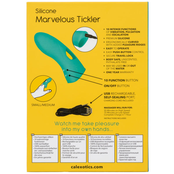 CalExotics Mini Marvels Silicone Marvelous Tickler Rechargeable Finger Vibrator - Extreme Toyz Singapore - https://extremetoyz.com.sg - Sex Toys and Lingerie Online Store - Bondage Gear / Vibrators / Electrosex Toys / Wireless Remote Control Vibes / Sexy Lingerie and Role Play / BDSM / Dungeon Furnitures / Dildos and Strap Ons &nbsp;/ Anal and Prostate Massagers / Anal Douche and Cleaning Aide / Delay Sprays and Gels / Lubricants and more...