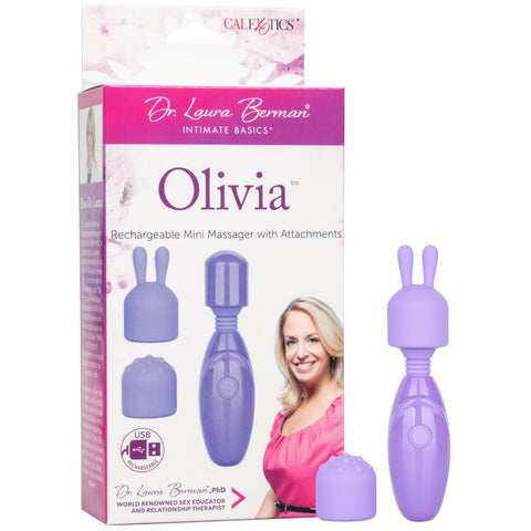 CalExotics Dr. Laura Berman Olivia Rechargeable Mini Massager with Attachments - Extreme Toyz Singapore - https://extremetoyz.com.sg - Sex Toys and Lingerie Online Store - Bondage Gear / Vibrators / Electrosex Toys / Wireless Remote Control Vibes / Sexy Lingerie and Role Play / BDSM / Dungeon Furnitures / Dildos and Strap Ons &nbsp;/ Anal and Prostate Massagers / Anal Douche and Cleaning Aide / Delay Sprays and Gels / Lubricants and more...  Edit alt text