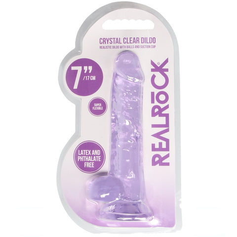 Shots America RealRock 7" Crystal Clear Dildo With Balls - Purple - Extreme Toyz Singapore - https://extremetoyz.com.sg - Sex Toys and Lingerie Online Store - Bondage Gear / Vibrators / Electrosex Toys / Wireless Remote Control Vibes / Sexy Lingerie and Role Play / BDSM / Dungeon Furnitures / Dildos and Strap Ons &nbsp;/ Anal and Prostate Massagers / Anal Douche and Cleaning Aide / Delay Sprays and Gels / Lubricants and more...