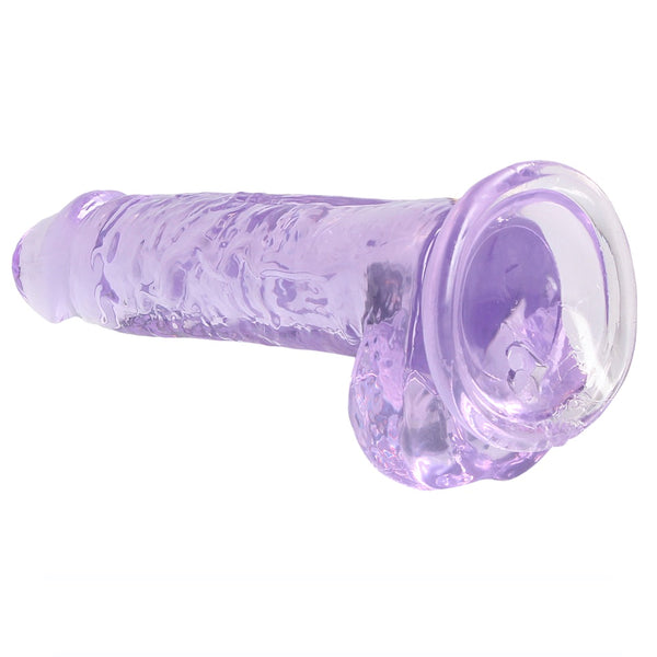 RealRock 7" Crystal Clear Dildo With Balls - Purple