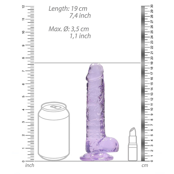 Shots America RealRock 7" Crystal Clear Dildo With Balls - Purple - Extreme Toyz Singapore - https://extremetoyz.com.sg - Sex Toys and Lingerie Online Store - Bondage Gear / Vibrators / Electrosex Toys / Wireless Remote Control Vibes / Sexy Lingerie and Role Play / BDSM / Dungeon Furnitures / Dildos and Strap Ons &nbsp;/ Anal and Prostate Massagers / Anal Douche and Cleaning Aide / Delay Sprays and Gels / Lubricants and more...