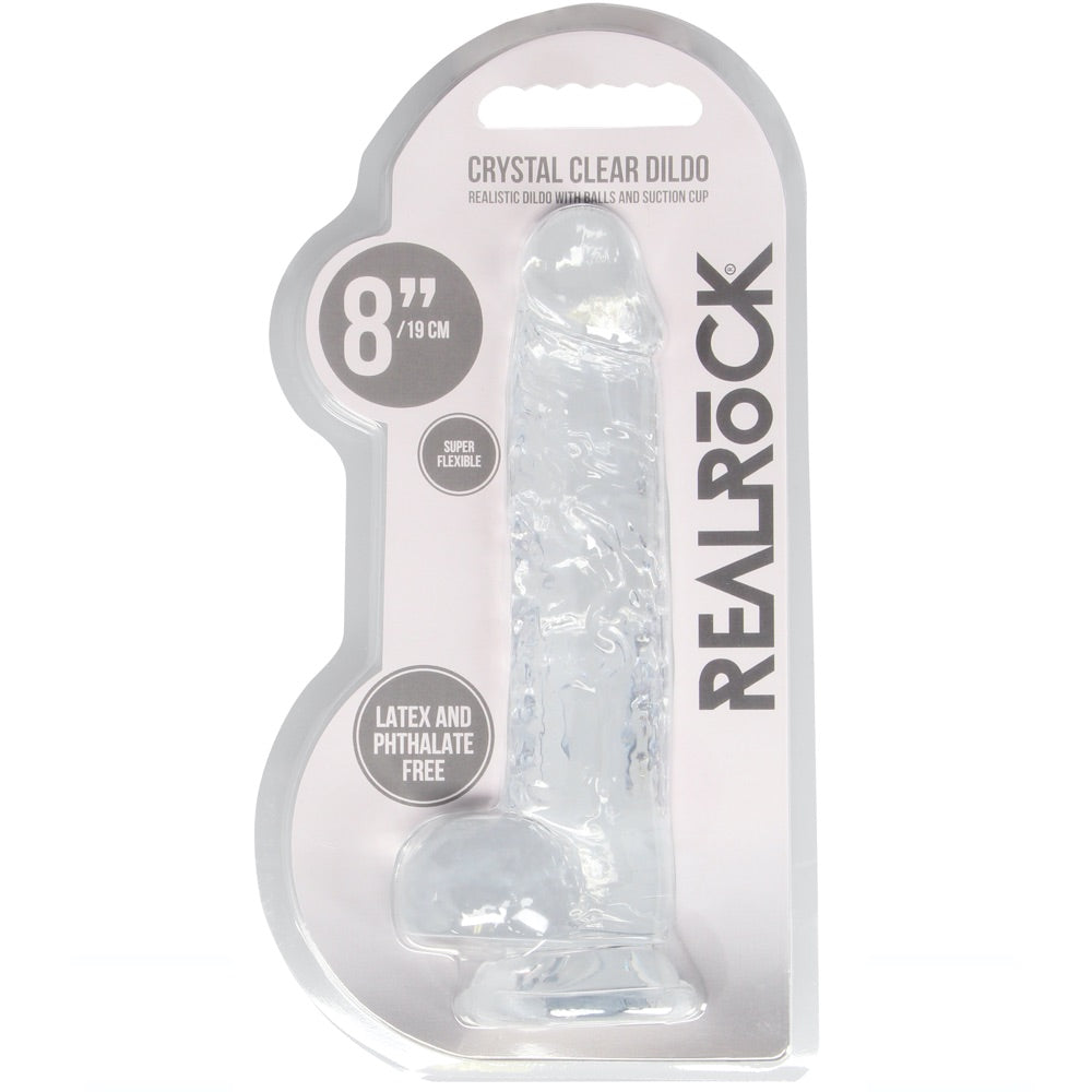 Shots America RealRock 8" Crystal Clear Dildo With Balls - Clear - Extreme Toyz Singapore - https://extremetoyz.com.sg - Sex Toys and Lingerie Online Store - Bondage Gear / Vibrators / Electrosex Toys / Wireless Remote Control Vibes / Sexy Lingerie and Role Play / BDSM / Dungeon Furnitures / Dildos and Strap Ons &nbsp;/ Anal and Prostate Massagers / Anal Douche and Cleaning Aide / Delay Sprays and Gels / Lubricants and more...