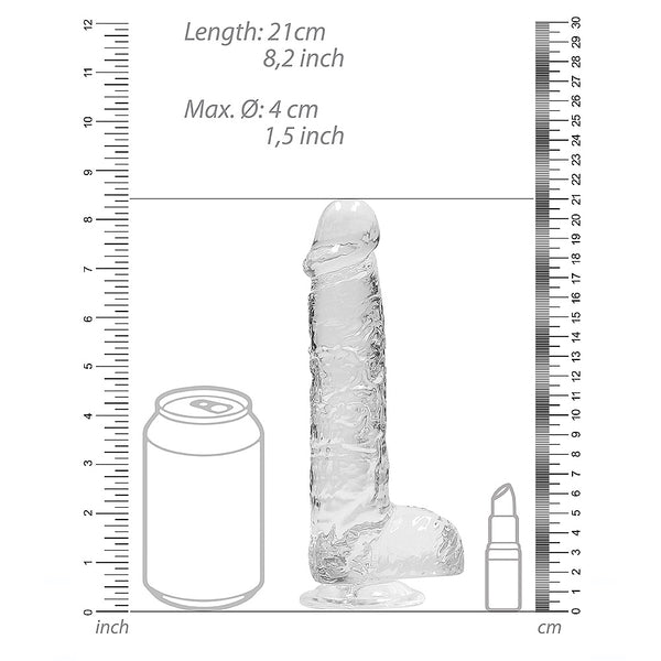 Shots America RealRock 8" Crystal Clear Dildo With Balls - Clear - Extreme Toyz Singapore - https://extremetoyz.com.sg - Sex Toys and Lingerie Online Store - Bondage Gear / Vibrators / Electrosex Toys / Wireless Remote Control Vibes / Sexy Lingerie and Role Play / BDSM / Dungeon Furnitures / Dildos and Strap Ons &nbsp;/ Anal and Prostate Massagers / Anal Douche and Cleaning Aide / Delay Sprays and Gels / Lubricants and more...